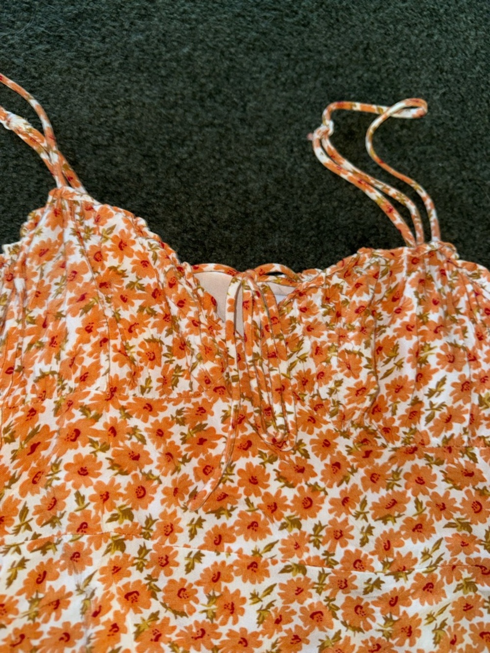 Princess Polly Orange & Cream Floral Slip Dress - Picture 2 of 4